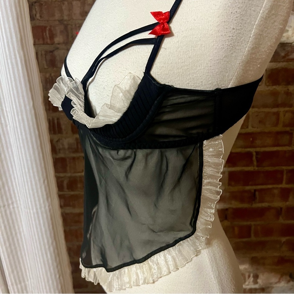 Fredrick's of Hollywood Black and White Sheer Lingerie Top -Size M -NW12 - Picture 4 of 8